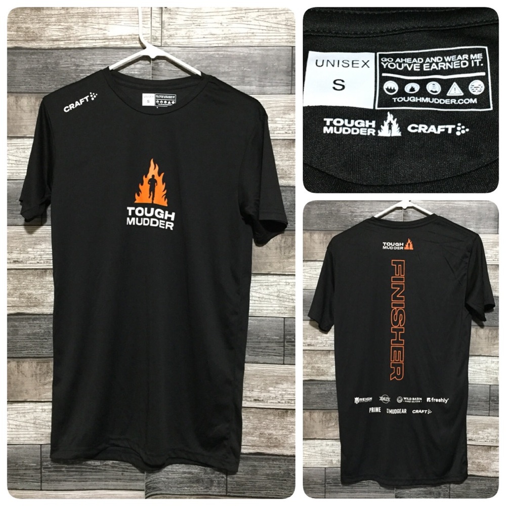 Craft Tough Mudder T Shirt Unisex Size S Black Performance Short Sleeve